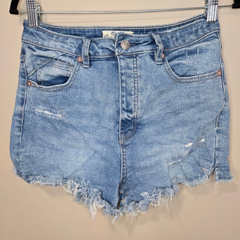 We The Free CRVY Blue Distressed Denim Shorts